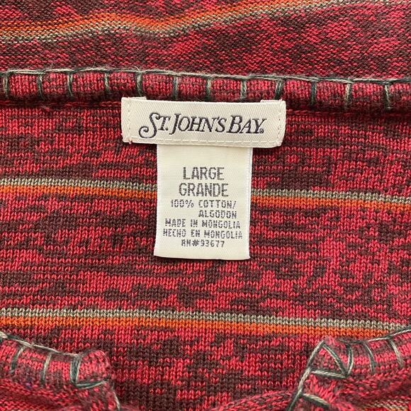 St. John’s Bay Front Tie Floral Embroidered Shirt Womens Large Boho Fall - Picture 2 of 8